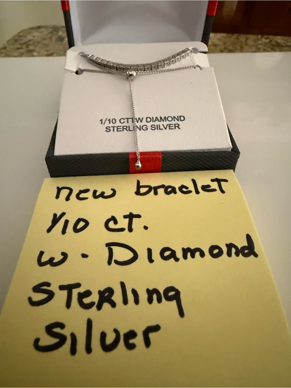 Source Unknown Silver Sterling Diamond Accent Adjustable Slide Bracelet